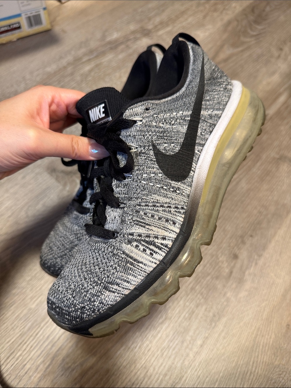 Nike Women’s Grey and Black Flyknit Air Max Athletic Sneakers